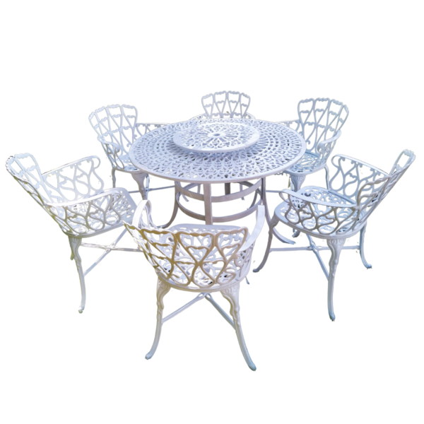 Conjunto Viena Mesa 1,25m Giratória E 6 Cadeiras - Branco