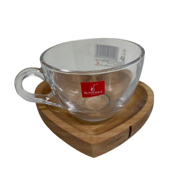 Conjunto Xícara De Vidro E Pires Em Formato De Coração