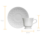 Conjunto Xícaras Para Café Porcelana 6 Peças 80 Ml Branco Tas