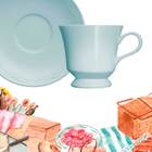 Conjunto Xícaras Para Chá Porcelana 6 Peças 190 Ml Azul Cotta