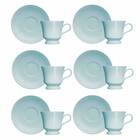 Conjunto Xícaras Para Chá Porcelana 6 Peças 190 Ml Azul Cotta