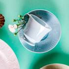 Conjunto Xícaras Para Chá Porcelana 6 Peças 190 Ml Azul Folk