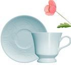 Conjunto Xícaras Para Chá Porcelana 6 Peças 190 Ml Azul Folk