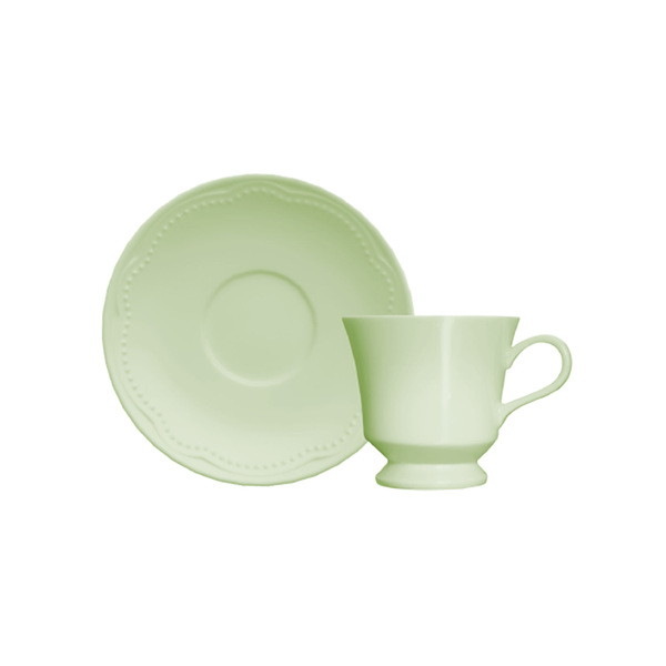 Conjunto Xícaras Para Chá Porcelana 6 Peças 190 Ml Verde Cott