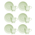 Conjunto Xícaras Para Chá Porcelana 6 Peças 190 Ml Verde Tass
