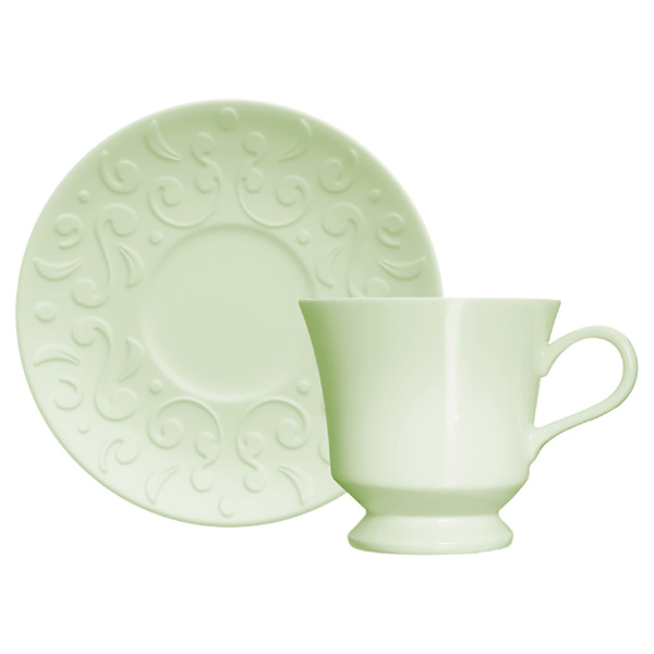 Conjunto Xícaras Para Chá Porcelana 6 Peças 190 Ml Verde Tass