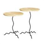 Conjuntos De Mesas Onda Natural Ferro Mesa Lateral Tampo Em P