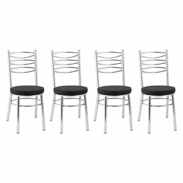 Conjuto 4 Cadeiras Para Sala De Jantar De Aço Cromado/preto