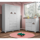 Cônjuto Guarda Roupa Nuvem 4 Portas 3 Gavetas Com Cômoda 1 Po