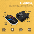 Controladora Fita De Led Rgb Touch 18a Sem Fio 12v/24v