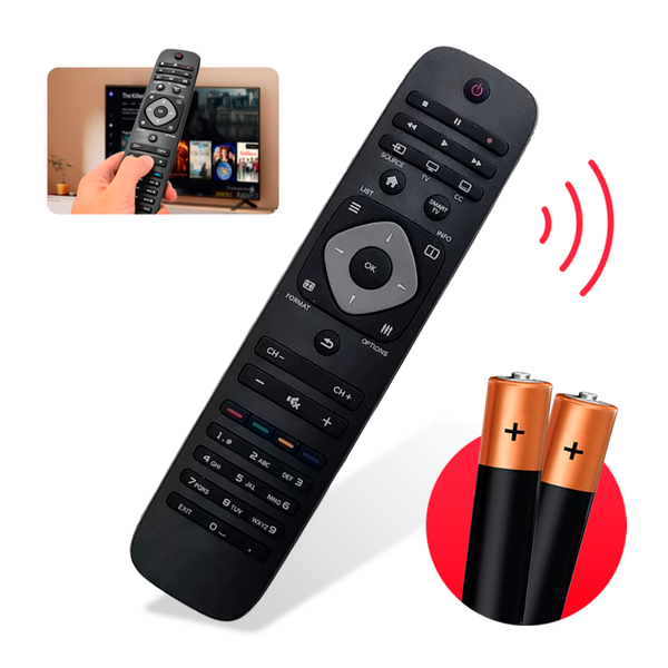 Controle Remoto Para Tv Philips Smart Universal Lcd Led + 2 P