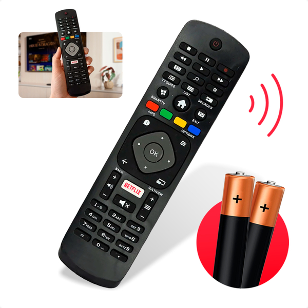 Controle Remoto Para Tv Philips Smart Universal Netflix + 2 P