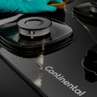 Cooktop 4 Bocas A Gás Continental Mesa De Vidro Preto Com Ace