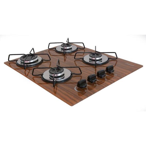 Cooktop 4 Bocas Premium Ultra Chama - Amadeirado Escuro