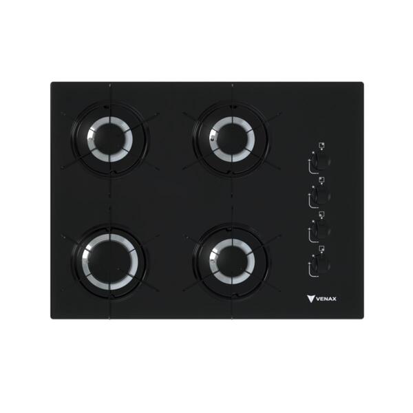 Cooktop 4 Bocas Venax Volare Preto Gas Glp
