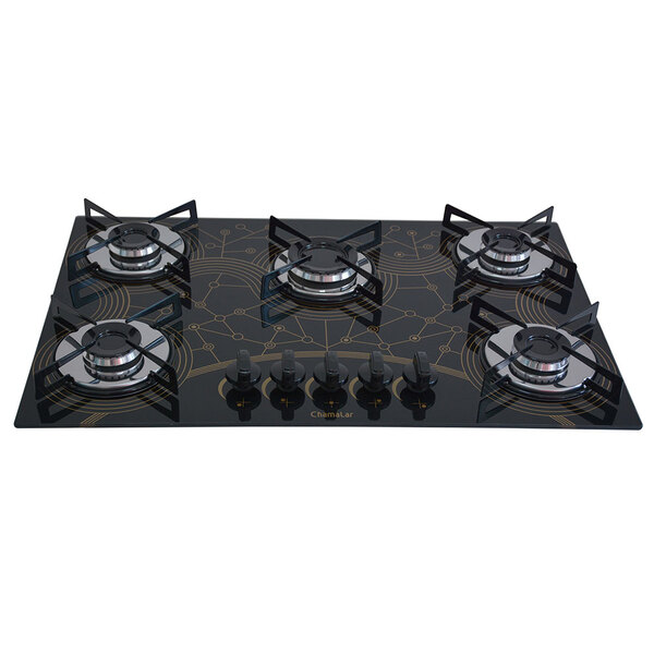 Cooktop 5 Bocas A Gás Chamalar Premium Mesa De Vidro Ultra Ch