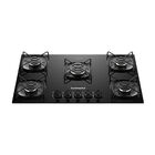 Cooktop 5 Bocas A Gás Continental Mesa De Vidro Preto Com Ace