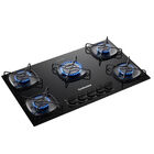 Cooktop 5 Bocas A Gás Continental Mesa De Vidro Preto Com Ace
