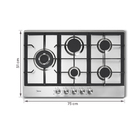 Cooktop 5 Bocas a Gás com Mega Chama e Acendimento Superautomático Inox Bivolt CYB5B Midea