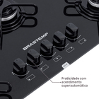 Cooktop 5 Bocas a Gás com Grades Piatina e Acendimento Automático Vidro Preto Bivolt BDD75AE Brastemp