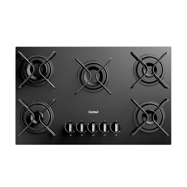 Cooktop 5 Bocas a Gás com Chama Suave Automático Vidro Preto Bivolt CD075BEUNA Consul