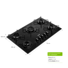 Cooktop 5 Bocas a Gás com Mega Chama Automático Vidro Preto Bivolt CDS75AEUNA Consul