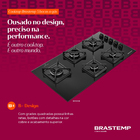 Cooktop 5 Bocas a Gás Automático Vidro Preto Bivolt Eclipse BDS85AEUNA Brastemp