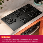 Cooktop 5 Bocas a Gás Automático Vidro Preto Bivolt Eclipse BDS85AEUNA Brastemp