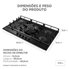 Cooktop 5 Bocas a Gás Automático Preto Bivolt Volcano MG90GQVH1B Midea