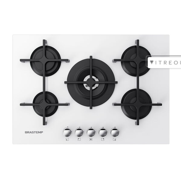 Cooktop 5 Bocas Brastemp Branco Com Duplachama E Trempe Com F