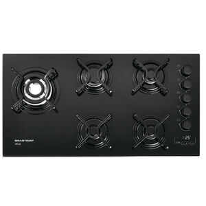 Cooktop 5 Bocas Brastemp Preto - Ative! Timer Touch - Gás Bivolt - Bdt85aeuna