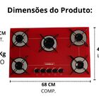 Cooktop 5 Bocas Chamalux Ultra Chama Em Arame - Vermelho Bivo