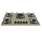 Cooktop 5 Bocas Gás Glp Amadeirado Claro Tripla Chama Bivolt