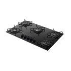 Cooktop 5 Bocas Preto Mesa De Vidro Atlas Agile Up Mega Chama
