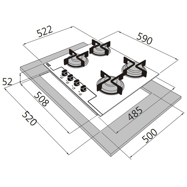 Cooktop a Gás Bivolt 4 Bocas Preto Franke Leroy Merlin