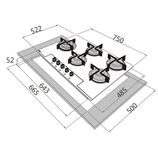 Cooktop a Gás 5 Bocas Preto Bivolt Franke Leroy Merlin
