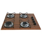 Cooktop À Gás 4 Bocas Amadeirado Escuro Ultra Chama Vidro