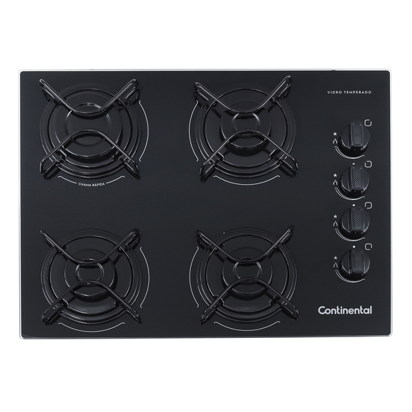 Cooktop a Gás 4 Bocas Bivolt Preto Continental