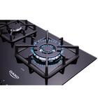Cooktop A Gás 5 Bocas Preto Com Mesa De Vidro E Tripla Chama