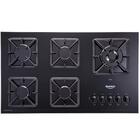 Cooktop A Gás 5 Bocas Preto Com Mesa De Vidro E Tripla Chama