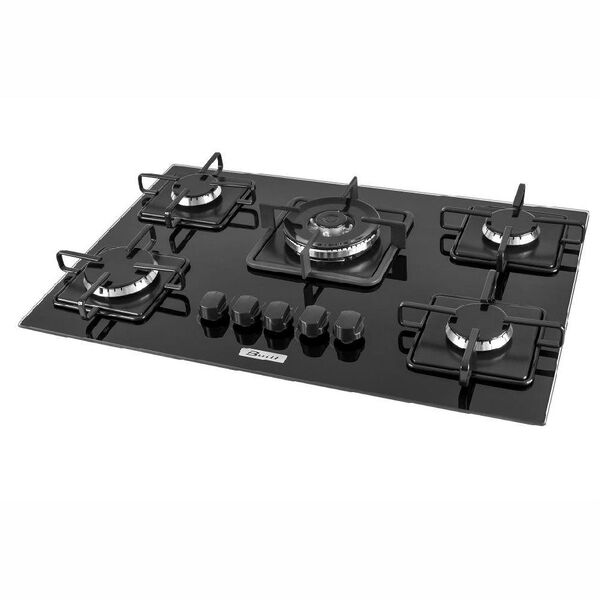 Cooktop a Gás 5 Queimadores Tripla Chama Preto Built