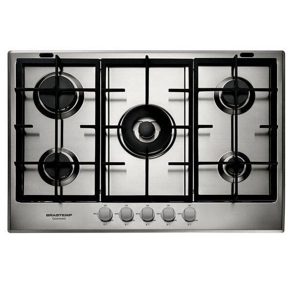 Cooktop A Gás Brastemp Gourmand 5 Queimadores Inox 75cm 220v