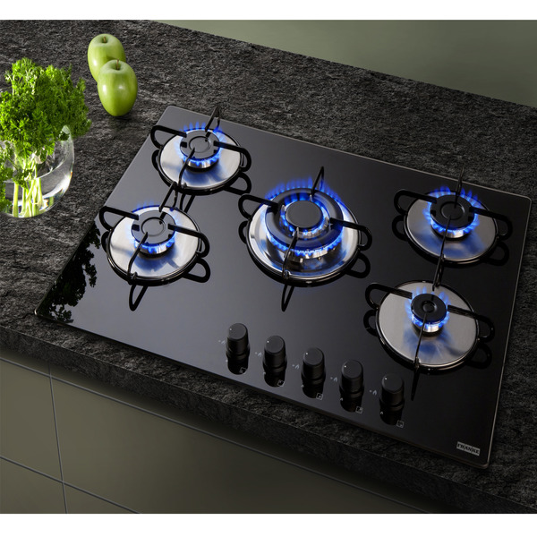 Cooktop a Gás GLP Bivolt 5 Bocas Glass Preto Franke Leroy Merlin