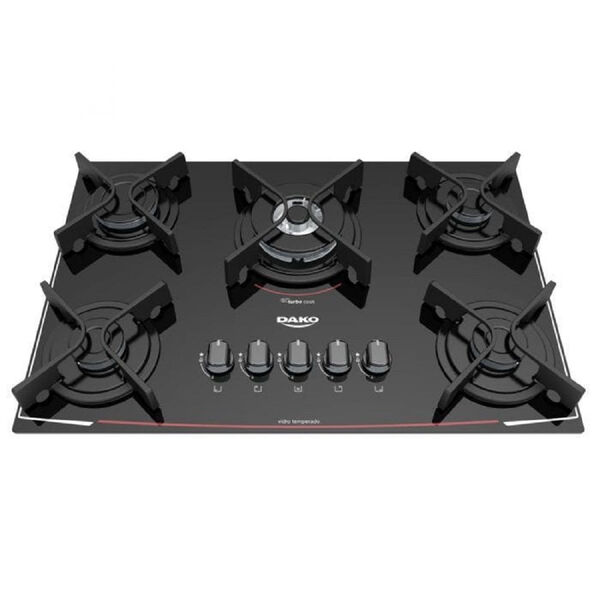 Cooktop Dako 5 Bocas Top Glass Preto - Bivolt