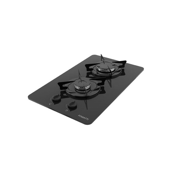 Cooktop Fogatti À Gás Fgt 2b Vidro Preto Flange Esmaltada