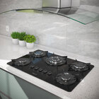 Cooktop Fogatti À Gás Fgt 5b Tc Vidro Preto Flange Esmaltada