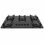 Cooktop Fogatti À Gás Fgt 5b Vidro Preto Flange Esmaltada