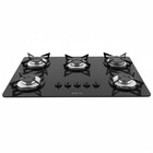 Cooktop Fogatti À Gás Fgt 5b Vidro Preto Flange Inox