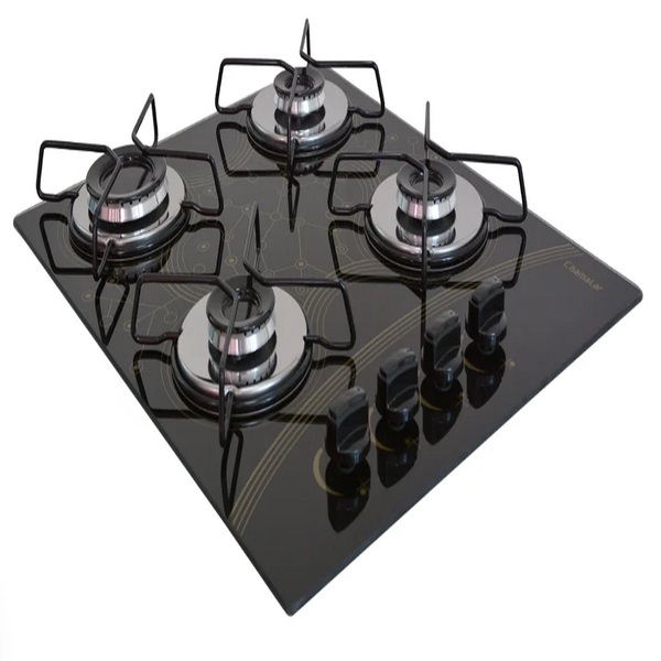 Cooktop Gás Glp 4 Bocas Mesclado Ultra Chama Vidro Bivolt