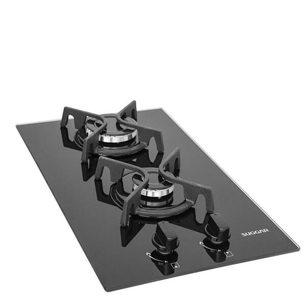 Cooktop Mesa De Vidro 2 Queimadores À Gás Suggar Preto Fg2002
